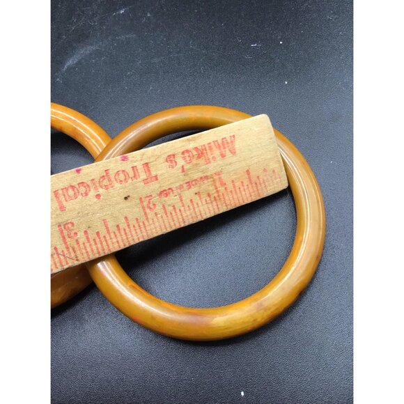 Bakelite Bangles Ombre Swirls Set of 3 Yellow Color Round Edges Retro Bracelets - Picture 7 of 7